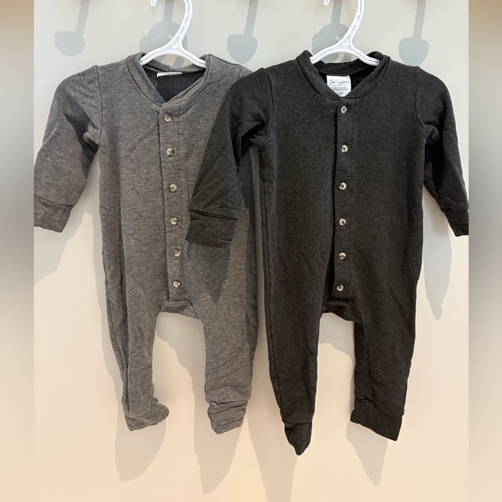 Jax + Lennon Rompers in Grey 6-12M